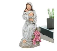 Generisch Mother and Son Figurine, Small Family Sculpture, Ornamento decorativo in resina realizzata a mano con luce LED calda, elegante statuina per nightstand Tablet Home Display Keepsake