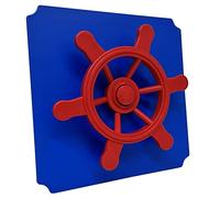 Generisch Moveandstic - Piastra da gioco 40 x 40 cm, blu con volante pirata rosso, espansione per struttura da arrampicata Move and Stic, resistente ai raggi UV, TÜV/GS e EN71, per interni ed esterni