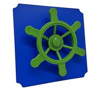 Generisch Moveandstic - Piastra da gioco 40 x 40 cm, blu con volante pirata verde mela, espansione per struttura da arrampicata Move and Stic, resistente ai raggi UV, TÜV/GS e EN71, per interni ed