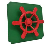 Generisch Moveandstic - Piastra da gioco 40 x 40 cm, verde con volante da pirata rosso, espansione per struttura da arrampicata Move and Stic, resistente ai raggi UV, TÜV/GS e EN71, per interni ed