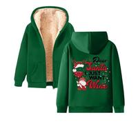 Generisch Ms Santa - Felpa con cappuccio natalizio da donna, con chiusura lampo, design divertente, verde, 4XL
