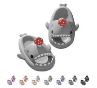 Generisch Mushroom Shark Slides for Men and Women - Non-Slip Comfortable Sandals - Unisex Bath Shower Pool Beach Slippers, Grigio chiaro, 36/37 EU