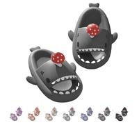 Generisch Mushroom Shark Slides for Men and Women - Non-Slip Comfortable Sandals - Unisex Bath Shower Pool Beach Slippers, grigio scuro., 44/45 EU