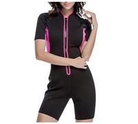 Generisch Muta da donna in neoprene, 5 mm, con cerniera frontale, monopezzo, a maniche corte, da surf, in neoprene, per snorkeling, immersioni, Rosa caldo, XL
