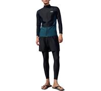 Generisch Muta da uomo in neoprene, taglie forti, divisa a maniche lunghe, con cerniera, pantaloni, tuta da sole per surf, snorkeling, colore bloccato, set da 3 pezzi, Verde scuro, 4XL