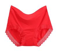 Generisch Mutande da donna da donna, taglie forti, a vita media, comode, traspiranti, morbide, per le donne anziane, a vita alta, Colore: rosso, 3XL