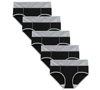 Generisch Mutande da donna in cotone elasticizzato, a vita alta, traspiranti, morbide, da donna, senza segni, tinta unita, taglie forti, per sport, confezione da 5 pezzi, L-5XL, Nero , XL