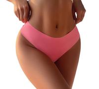 Generisch Mutande da donna senza cuciture Panties Low Rise Christmas Thong Mutandine Soft Seta Ghisa Slips Traspirante Cotone Tangas Lingerie Per Donne No Show Thong Morbido Hipster, Colore: rosa., S