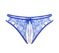 Generisch Mutande da donna sexy in pizzo aperto file sexy mutandine a vita bassa bella culo trasparente tentazione T pantaloni tanga perizoma da donna sexy mutandine ouvertslip, Blu, Taglia unica