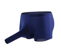 Generisch Mutande da uomo alla moda in seta con design a tronco di elefanti, taglio a forma di U, senza tracce, effetto ghiaccio, slip traspiranti per le giornate fredde, senza cuciture, Blu marino