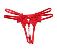 Generisch Mutande Donna Donna Donna Tanga Pizzo Floreale Vita Bassa Nessun Fiocco, Schiena T Regolabile Intimo Donna, Colore: rosso, Taglia unica