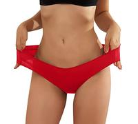 Generisch Mutande Donna Gravidanza Sottopentole Donna Senza Cuciture Scollo A V Supporto Addominale Traspirante A Vita Bassa Mutande Comode Maternità Lunghe, Colore: rosso, M