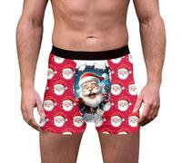 Generisch Mutande natalizie traspiranti da uomo in blu cielo con stampa festiva, realizzate per un comfort morbido e delicato sulla pelle, per vestibilità e libertà di movimento, A10-rosso, M