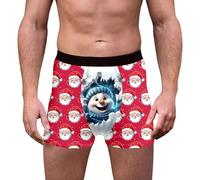 Generisch Mutande natalizie traspiranti da uomo in blu cielo con stampa festiva, realizzate per un comfort morbido e delicato sulla pelle, per vestibilità e libertà di movimento, A11-rosso, L