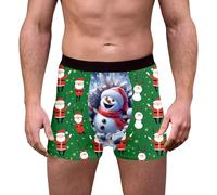 Generisch Mutande natalizie traspiranti da uomo in blu cielo con stampa festiva, realizzate per un comfort morbido e delicato sulla pelle, per vestibilità e libertà di movimento, A7-verde, S