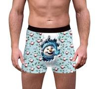 Generisch Mutande natalizie traspiranti da uomo in blu cielo con stampa festiva, realizzate per un comfort morbido e delicato sulla pelle, per vestibilità e libertà di movimento, A1-azzurro cielo., L