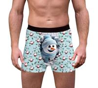 Generisch Mutande natalizie traspiranti da uomo in blu cielo con stampa festiva, realizzate per un comfort morbido e delicato sulla pelle, per vestibilità e libertà di movimento, A2-azzurro., XXL