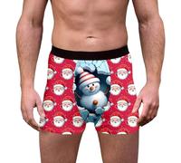 Generisch Mutande natalizie traspiranti da uomo in blu cielo con stampa festiva, realizzate per un comfort morbido e delicato sulla pelle, per vestibilità e libertà di movimento, A9-rosso, M