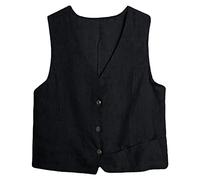 Generisch Mutande riscaldabili da donna, senza maniche, cardigan, giacca, largo, sottile, casual, con cappuccio in pelliccia (nero, XXL)