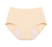 Generisch Mutandine a vita alta, a prova di perdite, biancheria intima da donna, mutandine mestruali in cotone per la notte, beige., L