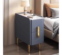 Generisch Narrow Bedside Table, Modern Minimalist Design, PU Leather look, Metal Legs, Two Drawer Storage Cabinet for Small Spaces, Perfect for Bedroom Organization and Style