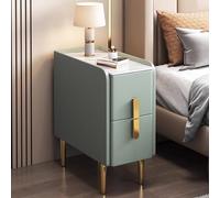 Generisch Narrow Bedside Table, Modern Minimalist Design, PU Leather look, Metal Legs, Two Drawer Storage Cabinet for Small Spaces, Perfect for Bedroom Organization and Style