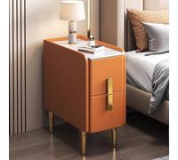 Generisch Narrow Bedside Table, Modern Minimalist Design, PU Leather look, Metal Legs, Two Drawer Storage Cabinet for Small Spaces, Perfect for Bedroom Organization and Style