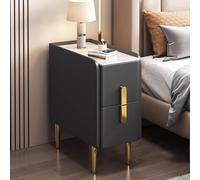 Generisch Narrow Bedside Table, Modern Minimalist Design, PU Leather look, Metal Legs, Two Drawer Storage Cabinet for Small Spaces, Perfect for Bedroom Organization and Style