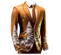 Generisch Natale boho per uomo doppiopetto retrò abiti in stile etnico anteriore aperto business casual giacca, Colore: arancione., S