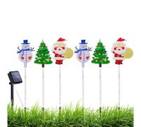 Generisch Natale solare per esterni, 6 bastoncini da giardino con statuette di Babbo Natale, statuette a energia solare, per esterni, prato, terrazzo, sentiero e pavimento