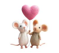 Generisch Needle Felted Mouse Figures - Soft Texture Miniature Display Toy, set di decorazioni per desktop in lana artigianale, elegante decorazione da tavolo per le vacanze, per il caldo inviting