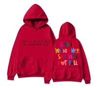 Generisch Nel 2024 sarà disponibile la felpa da donna con scritta "In God". La felpa con cappuccio "Dio è nel suo cuore che non cadrà"., Colore: rosso, M