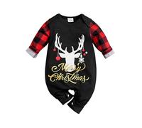 Generisch neonato neonato ragazze ragazzi natale pagliaccetto My First Christmas Dress Baby Little Elf Merry Christmas pagliaccetto neonato, Nero , 59、0-3m