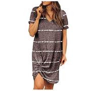 Generisch Nodo Breve Cravatta Tempo Libero Il Vestito Stampa Scollo A V Maniche Abito Delle Signore Vestito Per L', caffè, XL