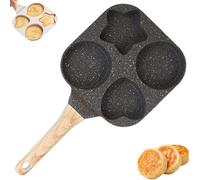 Generisch Non stick Egg Frying Pans 4 Holes Shapes, Egg Frying Pan Nonstick Star and Heart, Omelette Skillet for Pancake, Hamburger, Bacon, Gas, Induction Stove (Black)