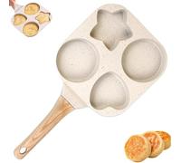 Generisch Non stick Egg Frying Pans 4 Holes Shapes, Egg Frying Pan Nonstick Star and Heart, Omelette Skillet for Pancake, Hamburger, Bacon, Gas, Induction Stove (White)