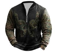 Generisch Norse Mythology - Maglione da uomo con mezza zip, con stampa 3D vichinga, per il tempo libero e la vita quotidiana, Nero , 5XL