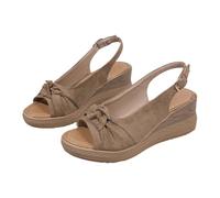 Generisch O scarpe da donna 40 sandali da donna con tacco obliquo e bocca di pesce, fibbia cava laterale, fondo piatto, scarpe romane, moda estiva, sandali da donna sexy scarpe rosse, cachi, 39 EU