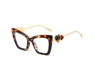 Generisch Occhiali alla moda con blocco della luce blu, da donna, montatura grande con decorazione a cuore, stile blogger, Colore-a, Tea Blue
