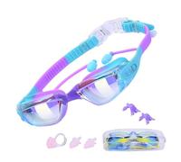 Generisch Occhiali da nuoto con tappi per le orecchie, nuoto con tappi per le orecchie, anti nebbia, occhiali da piscina con tappi per le orecchie, protezione UV, sport acquatici, per ragazze dai 2 ai