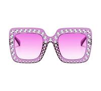 Generisch Occhiali da sole con strass oversize - montatura quadrata scintillante, protezione UV400, leggere e durevoli, occhiali da sole estivi alla, perfetti per donne, eventi all'aria