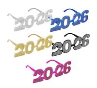 Generisch Occhiali di Capodanno | Accessori Glitter per gli occhi | 2026 Edition Occhiali Capodanno 5 pezzi - per feste a tema, compleanni, lauree, interni ed esterni, per donne e bambini, ospiti