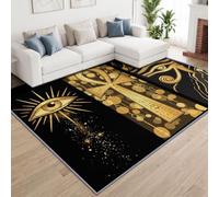 Generisch Occhio nero e oro lavabile, a pelo corto, per camera da letto, misterioso, etnico, antiscivolo, morbido, per bagno, sala da pranzo, corridoio, grande, 200 x 300 cm