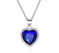 Generisch Ocean's Legacy Heart Pendant - Sapphire-Blue Crystal Love Necklace, catena in argento Sterling 925 per il romanticismo Eternal
