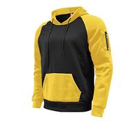 Generisch Offerte Uomini Casual Patchwork Felpe per Uomini, Maniche Raglan, Cordino, Maniche lunghe, Camicetta con Cappuccio Nero Felpa Uomo, f, L