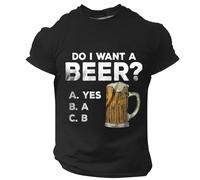 Generisch Oktoberfest Camicia da uomo Oktoberfest birra, manica corta, girocollo, stampa birra, lettera grafica, maglietta Do I Want A Beer, Nero Beer Shirt Uomo, XXL
