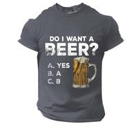Generisch Oktoberfest Camicia da uomo Oktoberfest birra, manica corta, girocollo, stampa birra, lettera grafica, maglietta Do I Want A Beer, Grey Beer - Maglietta da uomo, L