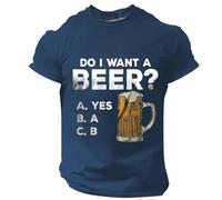 Generisch Oktoberfest Camicia da uomo Oktoberfest birra, manica corta, girocollo, stampa birra, lettera grafica, maglietta Do I Want A Beer, Maglietta da uomo blu Beer, 3XL