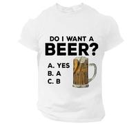 Generisch Oktoberfest Camicia da uomo Oktoberfest birra, manica corta, girocollo, stampa birra, lettera grafica, maglietta Do I Want A Beer, Bianco Beer Shirt Uomo, XL