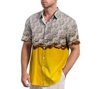 Generisch Oktoberfest - Camicia da uomo per Oktoberfest, con stampa a risvolto, con bottoni, da spiaggia, Yellow 3 Beer Shirt Uomo, 5XL